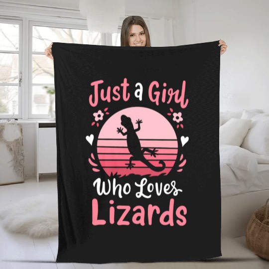 Lizard Reptile Lizard Lover Retro Fleece Blankets