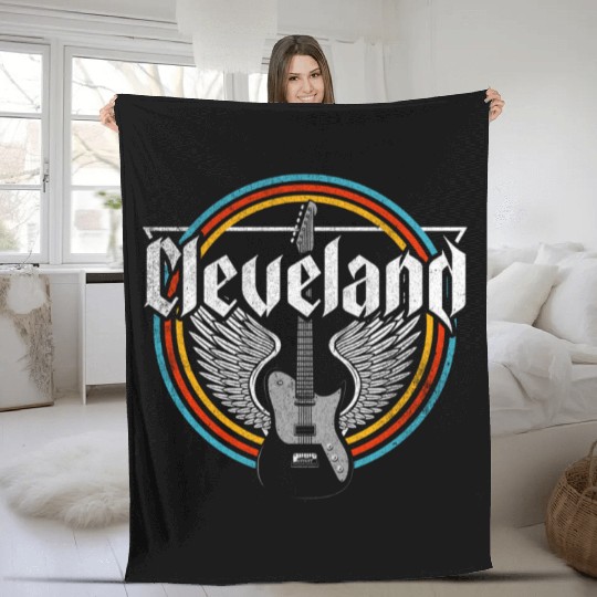 Cleveland Ohio Rock Music Fleece Blankets