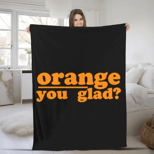 orange you glad green Fleece Blankets