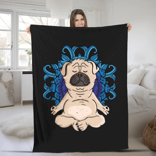 Zen Buddhism Meditation Gift Dog Lover Women Yoga Fleece Blankets