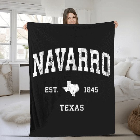 Navarro Texas Tx Vintage Athletic Fleece Blankets
