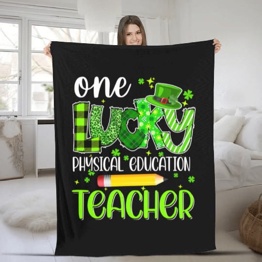 One Lucky Physical Education Teacher Pencil St Fleece Blankets