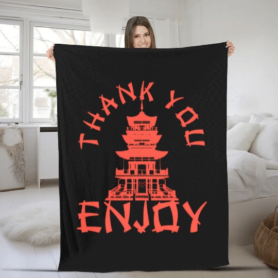 Chinese Take Out Thank You Enjoy Food Asian Fleece Blankets