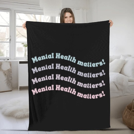 Mental Health Matters | Wavy Retro French Gray Fleece Blankets