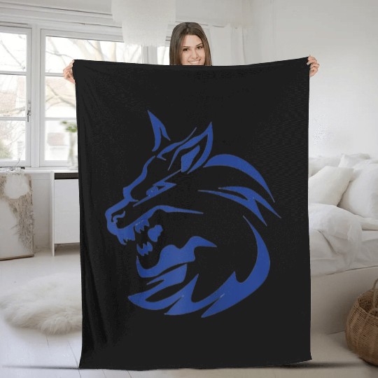 lightning lone wolf design raglan baseball Fleece Blankets Tan