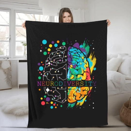 Embrace Neurodiversity Brain Autism Fleece Blankets