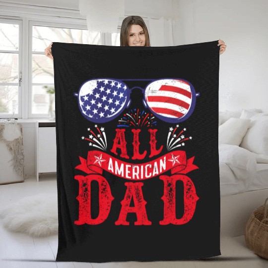 All American Dad America Pride US Patriot Fleece Blankets