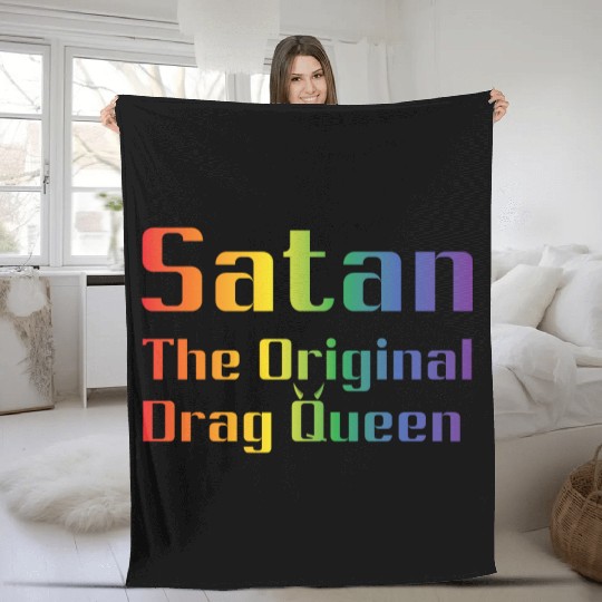 Funny Hail Gay Satan Lgbt Goth Gay Pride Baphomet Fleece Blankets