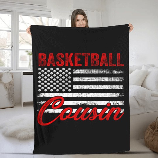 New First Time Cousin To Be Baetball Us Flag Fleece Blankets
