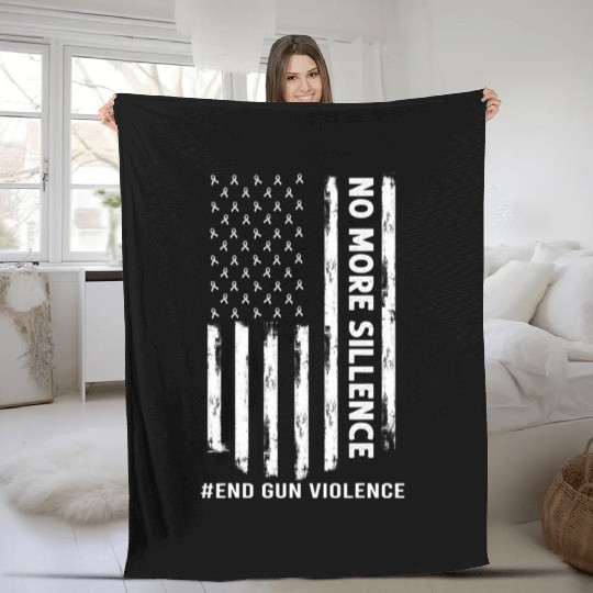 Enough End Gun Violence American Flag Fleece Blankets
