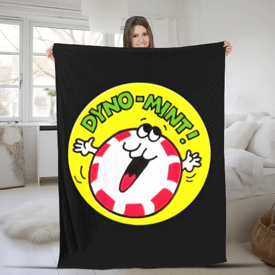 Vintage Scratch And Sniff Sticker Peppermint Dyno- Fleece Blankets