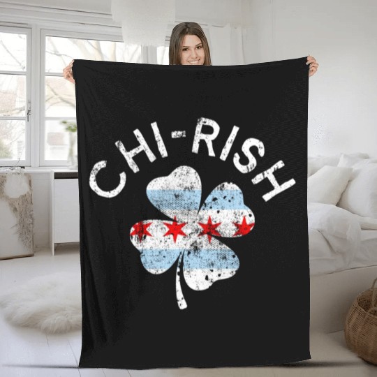 Chi-Rish Chicago Flag Lucky C St Patrick'S Day Fleece Blankets