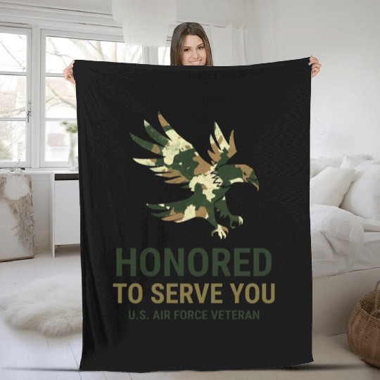 Honored To Serve You Us Air Force Vetera Fleece Blankets