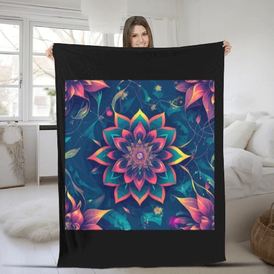 Cyberpunk flowers Fleece Blankets