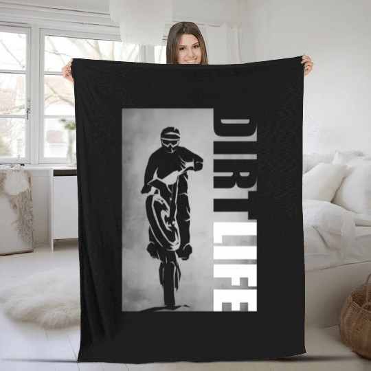 Dirt Bike Motocross Dirt Bike Fleece Blankets
