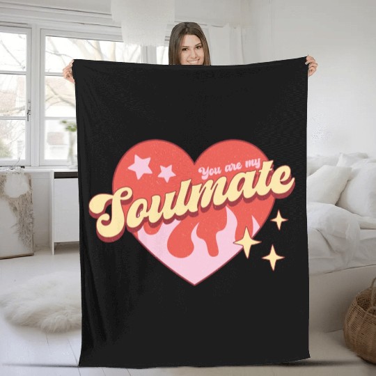 Soulmate heart valentine sublimation trending Fleece Blankets