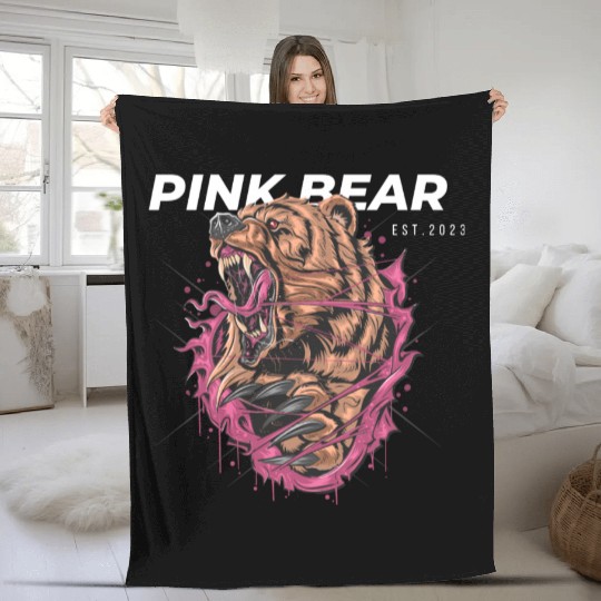 Pink Bear Fleece Blankets