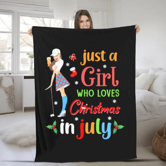 Just A Girl Who Loves Christmas In July Golf Fleece Blankets