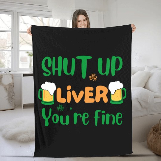St Patricks Day Beer Shamrock Irish Fleece Blankets