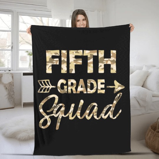 Fifth Grade Camo Teacher Welcome Back To School Fleece Blankets