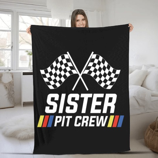 Pit Crew Sister Matching Racer Drag Racing Fleece Blankets