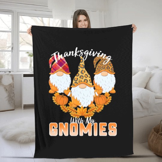 Happy Fall Y'all Gnome Autumn Pumpkin Spice Fleece Blankets