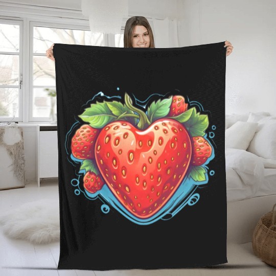 Strawberry Feeling Berry Good Fruitarian Fruit Fleece Blankets