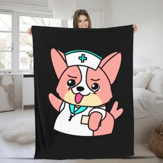 Corgi Nurse Dog Lover Welsh Fleece Blankets