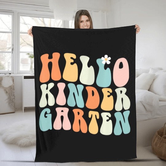 Hello Kindergarten Teacher Team Back To School Fleece Blankets