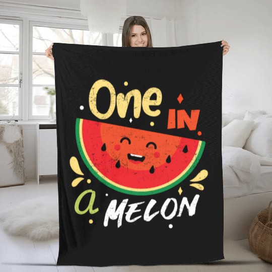 One In A Melon Watermelon Fruitarian Summer Fruit Fleece Blankets