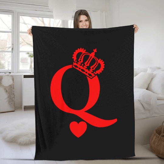 Queen Of Hearts King Of Hearts Playing Cards Deck Fleece Blankets