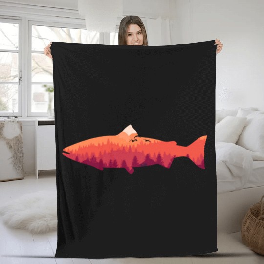 Trout Fly Fishing Nature Outdoor Fisherman Fleece Blankets