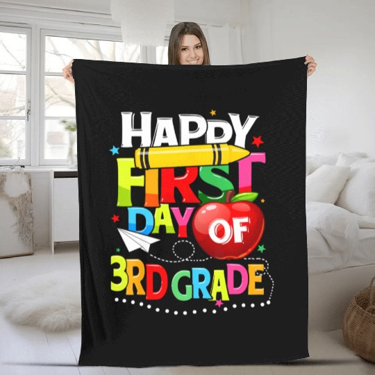 Happy First Day Of 3rd grade teacher team Third Fleece Blankets