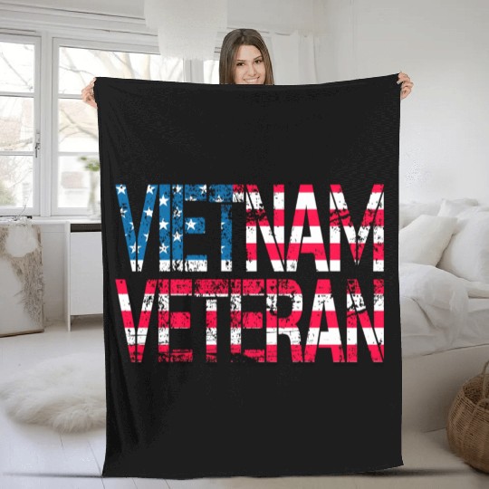 Vietnam Veteran Us Flag Vietnam Vets Fleece Blankets