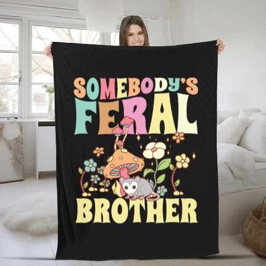 Somebody's Feral Brother Wild Bro Opossum Groovy Fleece Blankets