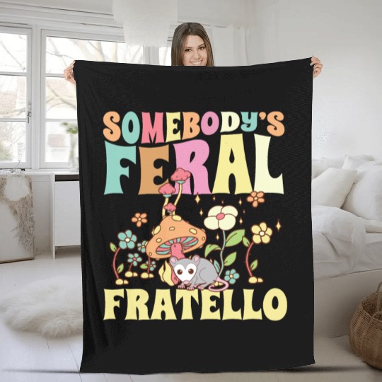 Somebody's Feral Fratello Italian Brother Opossum Fleece Blankets