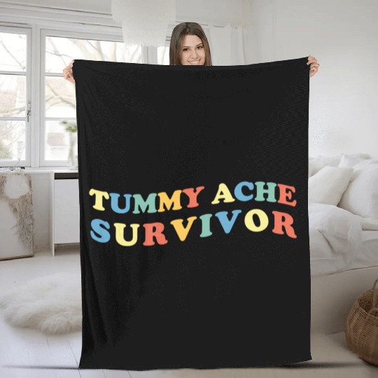 Stomach Ache Tummy Ache Survivor Fleece Blankets