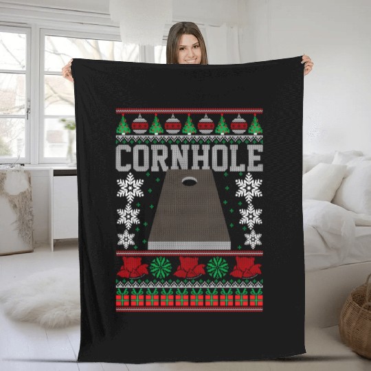 Cornhole Ugly Happy Fleece Blankets