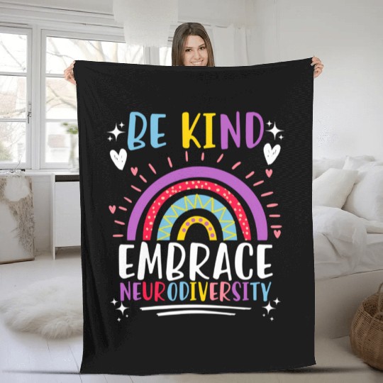 Be Kind Embrace Neurodiversity Awareness Fleece Blankets