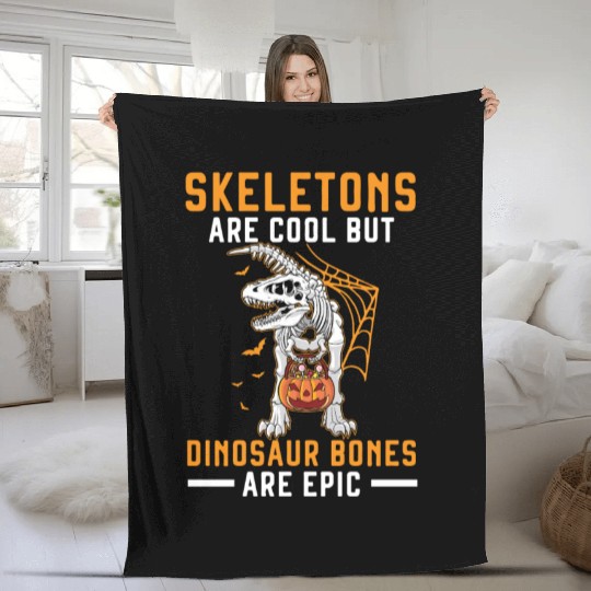 Dinosaur Halloween Trick Or Treat Dino Lover Fleece Blankets