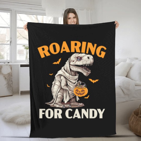 Dinosaur Halloween Trick Or Treat Dino Lover Fleece Blankets