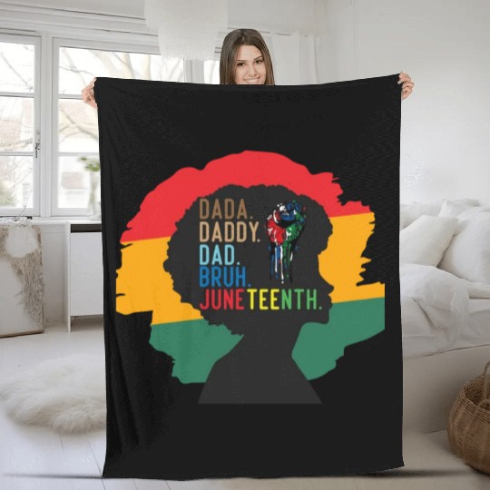 Dada Daddy Dad Bruh Retro Juneteenth Fathers Day Fleece Blankets