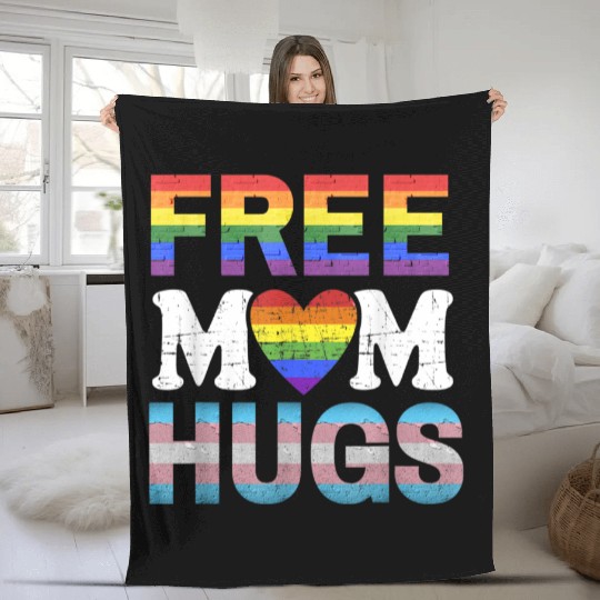 Free Mom Hugs LGBT Pride Free Brother Hugs Fleece Blankets