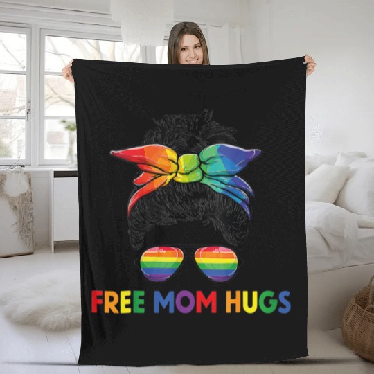 Free Mom Hugs LGBT Pride Free Brother Hugs Fleece Blankets