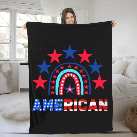 American Independence Day Love America Patriot Fleece Blankets