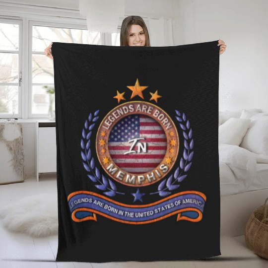 Legends of Memphis Tennessee Retro USA Flag Fleece Blankets