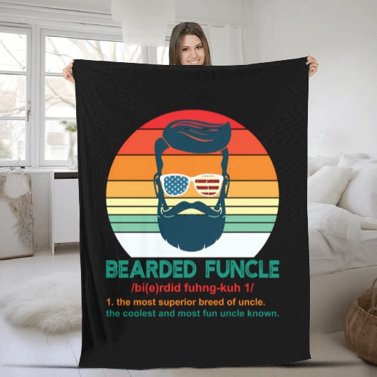 Bearded Funcle Definition Uncle Fleece Blankets