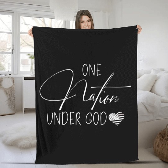 One Nation Under God Usa Script Fleece Blankets