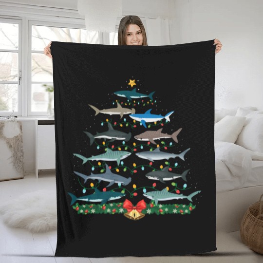 Shark Tree Ornament Shark Fleece Blankets