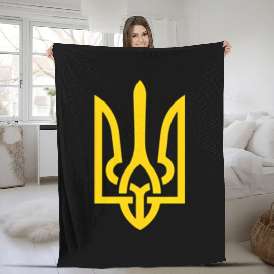 Ukraine Trident Symbol Middle Ukrainian Zeleny Fleece Blankets
